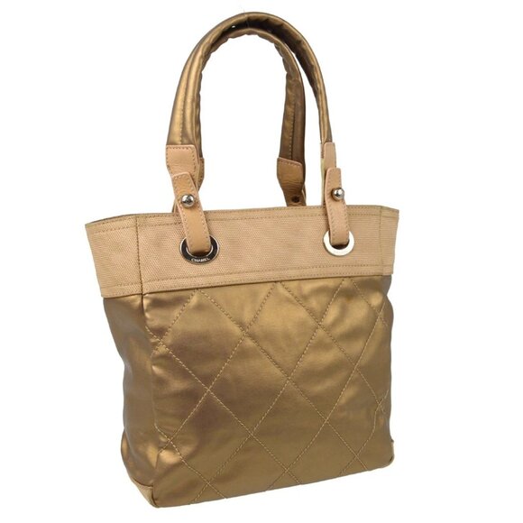 Chanel Gold Canvas Paris-Biarritz Tote PM Handbag XX06653 - Picture 1 of 11